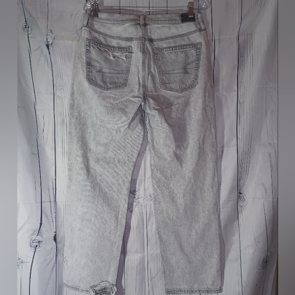 American Eagle 90's straight high-rise distressed baggy grunge streetwear jeans - Picture 10 of 15